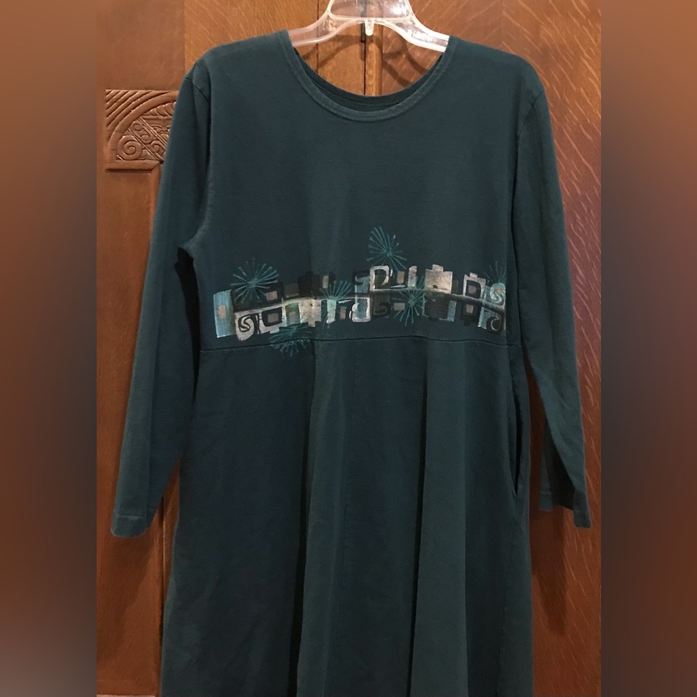 Blue Fish Teal Long Sleeve Long Dress Artwear - Picture 3 of 8